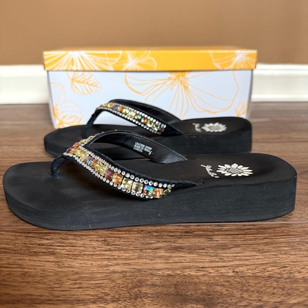 Yellow Box Zabrina Multi-Color Rhinestone Flip Flop Sandals - Picture 4 of 11